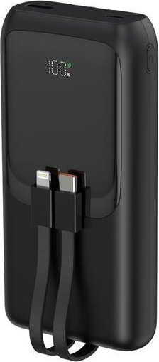 Gembird PB20-PD20-LCD-01 Powerbank integrált kábelekkel Lightning + USB-C / 20000mAh 20W - Fekete