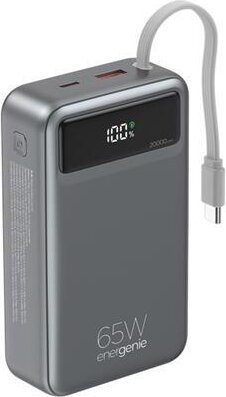 Gembird PB20-PD65-LCD-01 Powerbank LCD kijelzővel integrált USB-C kábellel / 20000mAh 65W - Fekete