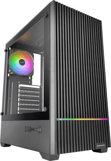 Mars Gaming MCQUANTUM Midi Torony Számítógépház + 4db 120mm ventilátor - Fekete