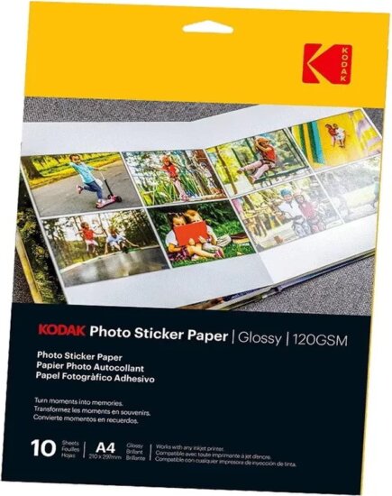 Kodak KO-3510652 10x15cm A6 Fényes Fotópapír matrica 120g/m2 (20 db/csomag)