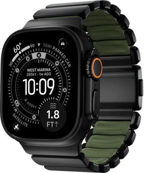 Nomad Stratos Band Apple Watch Titán Okosóra Szíj 49mm - Fekete/Zöld