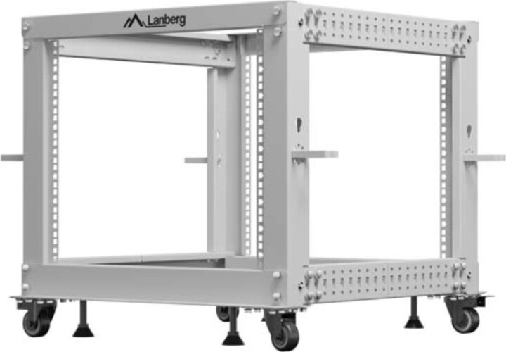 Lanberg 19" Szabadon Álló Nyitott Rack Állvány 9U 600x600 - 1100mm - Szürke