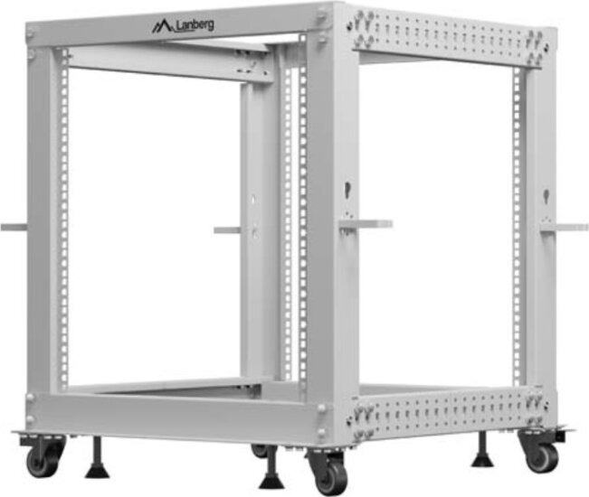 Lanberg 19" Szabadon Álló Nyitott Rack Állvány 12U 600x600 - 1100mm - Szürke