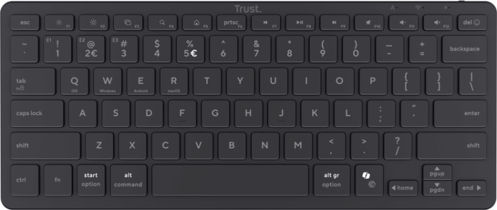 Trust 25730 Nado II TKL Többeszközös Bluetooth Billentyűzet US - Fekete