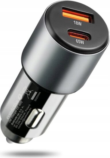 EverActive CC-60Q USB-C (PD) + USB-A QC3.0 Autós Gyorstöltő 83W - Fekete