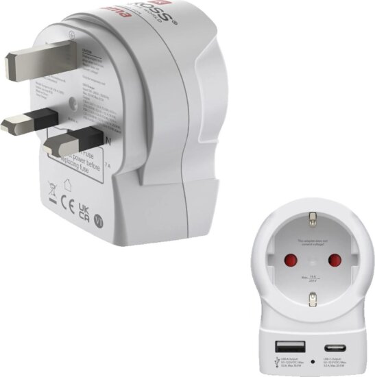 Hama 223478 EU -> UK USB-A / USB-C PD Utazó Hálozati Adapter 20W - Fehér