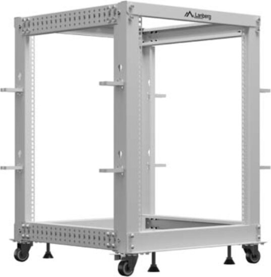 Lanberg 19" Szabadon Álló Nyitott Rack Állvány 15U 600x600 - 1100mm - Szürke