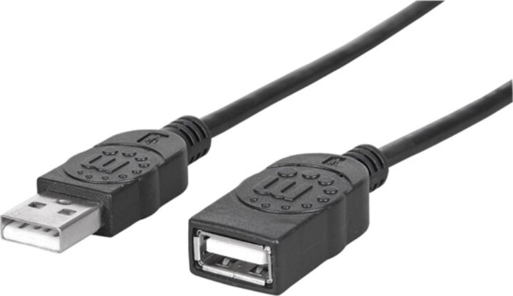 Manhattan 308519 USB-A Apa - USB-A Anya 2.0 Aktív Hosszabbító Kábel 1m - Fekete