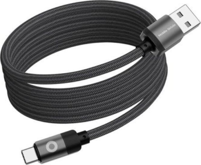Mobile Origin Magnetic USB-A Apa - USB-C Apa 2.0 Adat és Töltőkábel 1m - Fekete