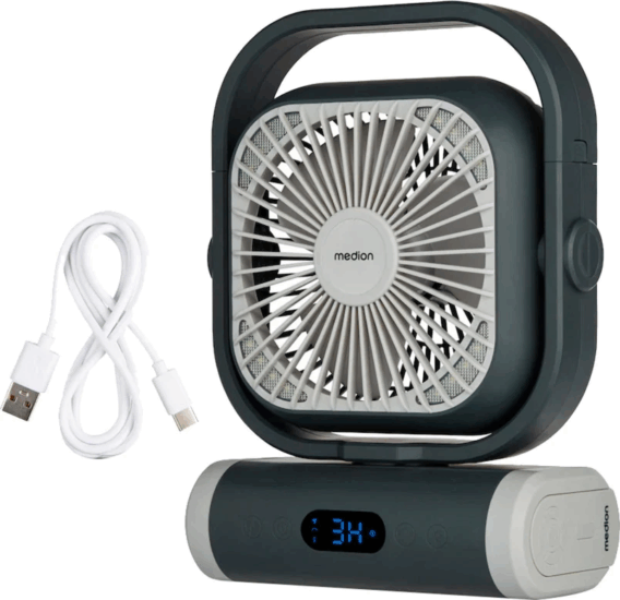 Medion MD 12065 LIFE Okos Hordozható Akkus ventilátor 33cm - Fekete