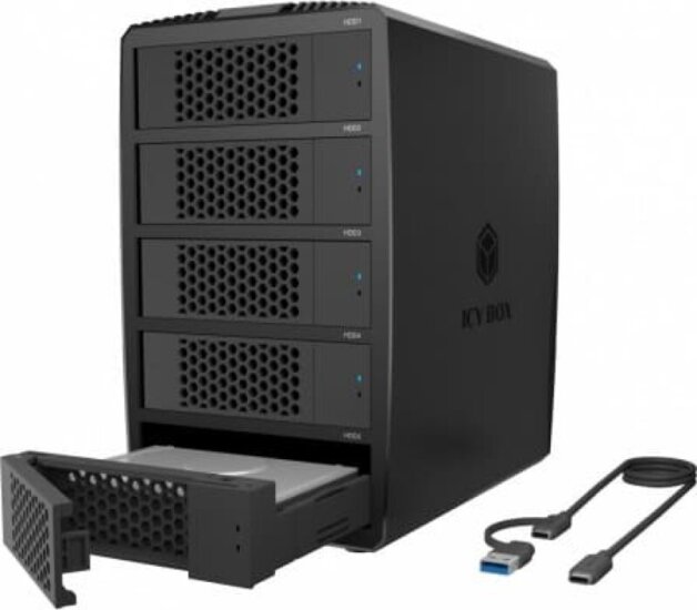 ICY BOX IB-RD3705-CU3 2.5" / 3.5" USB-C 3.2 Gen 1 Külső RAID HDD/SSD ház - Fekete