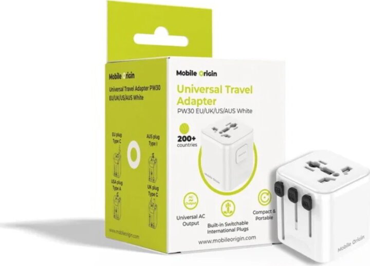 Mobile Origin PW30 EU / UK / US / AUS Univerzális Utazó Hálózati Adapter - Fehér