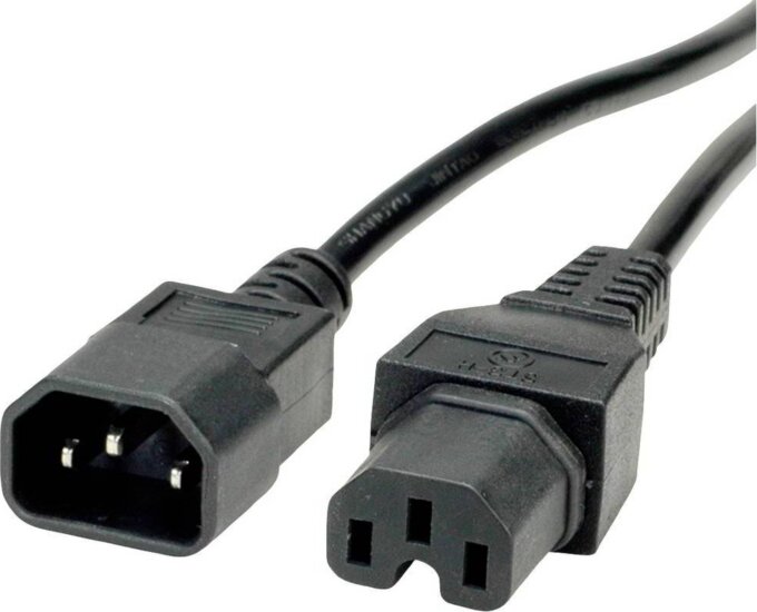Value C14 IEC - C15 IEC Hálózati Tápkábel 1.8m - Fekete