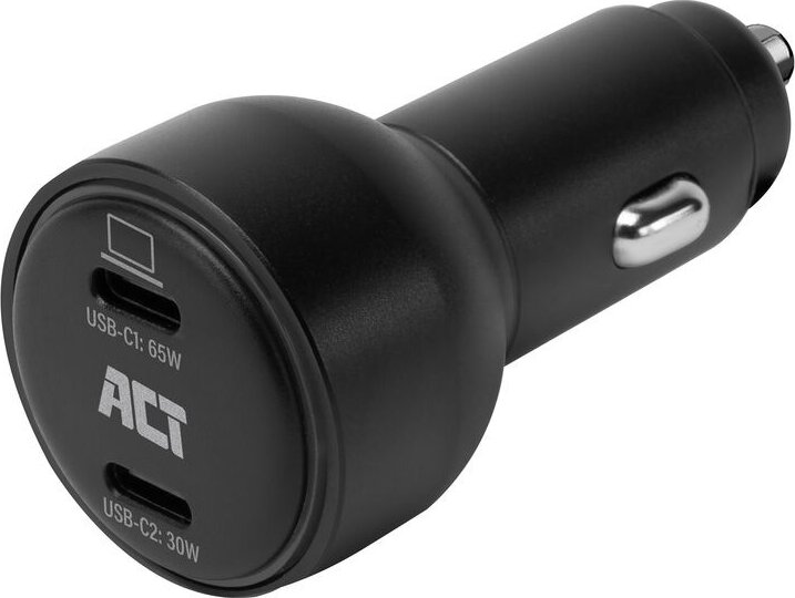 ACT AC2210 2x USB-C (PD) Autós Gyorstöltő 95W - Fekete