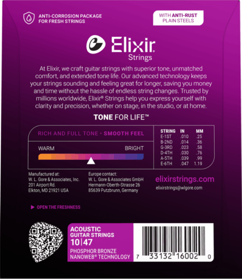 Elixir 16002 Extra Light NW (10-47) Akusztikus Gitárhúr-készlet ( 6db / csomag)