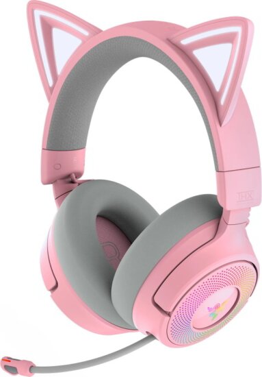 Razer Kraken Kitty V3 Pro Wireless / Vezetékes Gamer Fejhallgató Headset - Rózsaszín/Szürke