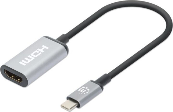 Manhattan 153706 USB-C apa - HDMI anya 4K 60Hz Átalakító Adapter 0.15m - Ezüst