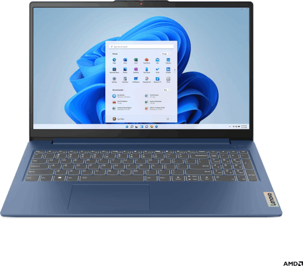 Lenovo IdeaPad Slim 3 15ABR8 Laptop Kék (15,6" / AMD Ryzen 7-5825U / 16GB / 512GB M.2 SSD / Win 11 Home)