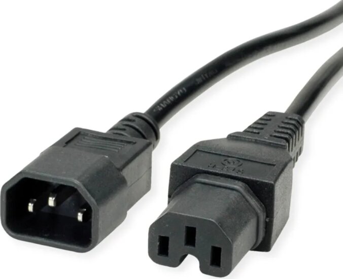 Value 19.99.1123 C14 IEC - C15 IEC Hálózati Tápkábel 3m - Fekete