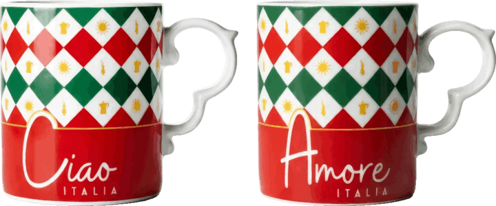 Bialetti Tricolore 300ml Porcelán Kávés pohár 2 darab - Mintás
