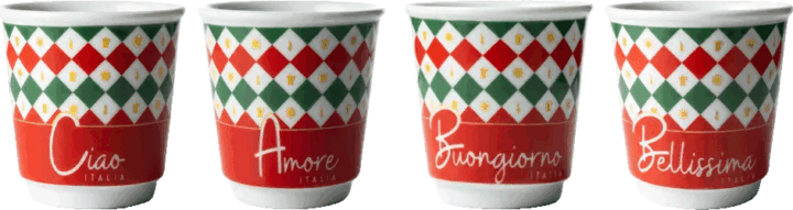 Bialetti Tricolore 80ml Eszpresszó csésze szett 4 darab - Színes mintás