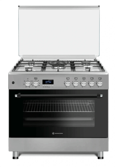 Novacook F9S50E6 MG Kombinált 5 zónás szabadonálló Gáz/Elektromos Tűzhely - Inox