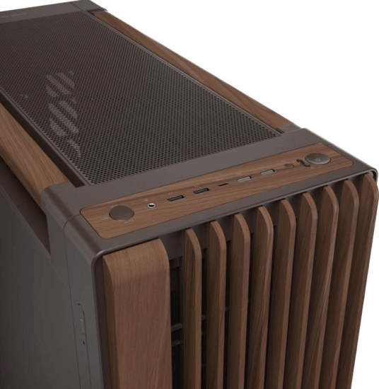 ASUS ProArt PA602 Wood Edition Acél Panel Midi Torony + 2db 200mm ventilátor + 1db 140mm ventilátor - Barna