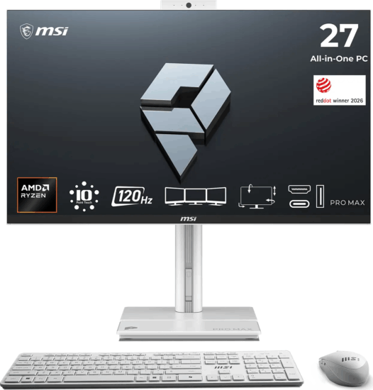 MSI PRO MAX 27TP Z 8MG-002 AIO All-In-One Számítógép (27" FHD Touch / AMD Ryzen 7-255 / 16GB / 512GB M.2 SSD)