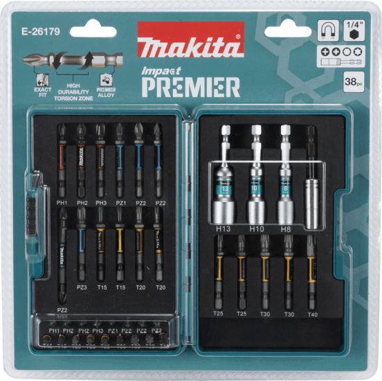 Makita E-26179 PH + PZ + TORX + Imbusz Bit Készlet 38 Darabos Makita E-26179 PH + PZ + TORX + Imbusz Bit Készlet 38 Darabos