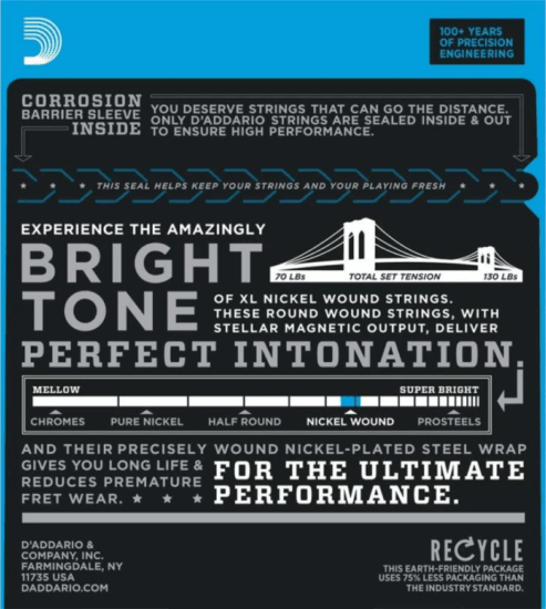 D'Addario EXL125 Nickel Wound Elektromos Gitárhúr-készlet (9-46)