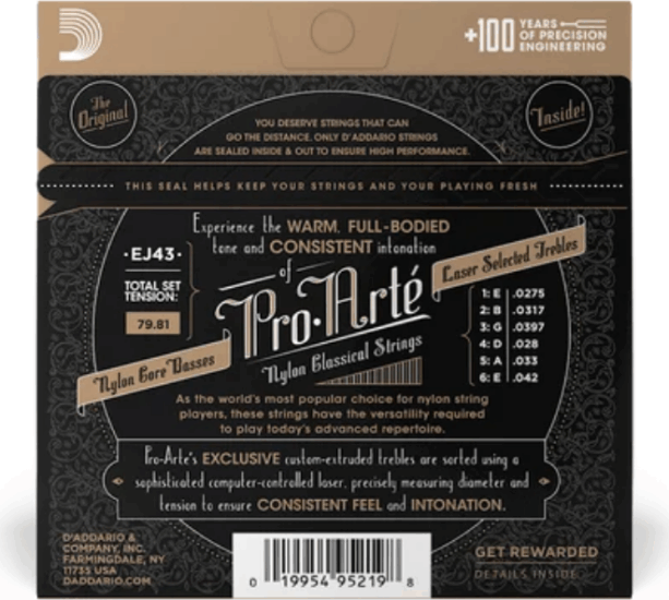 D'Addario EJ43 Pro-Arté Carbon Nylon Klasszikus Gitárhúr-készlet (27-42)