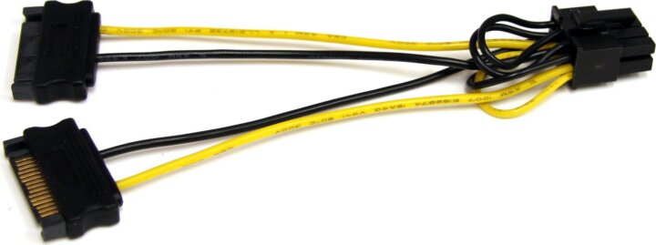 Startech SATPCIEX8ADP2x SATA apa - PCIe 8pin anya VGA Tápkábel Átalakító 0.15m - Fekete / Sárga