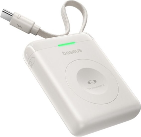 Baseus EnerFill FW11 Wireless Apple Watch Powerbank integrált USB-C kábellel 1640mAh 5W - Fehér