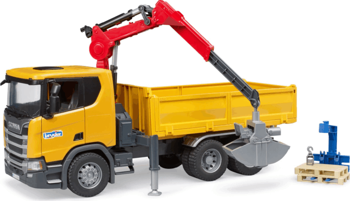 Bruder 560R Scania Super Építőipari Teherautó Karral - Sárga