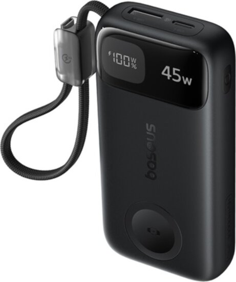 Baseus EnerFill FT31 Apple Watch Powerbank integrált USB Type-C kábellel 10000mAh 45W - Fekete