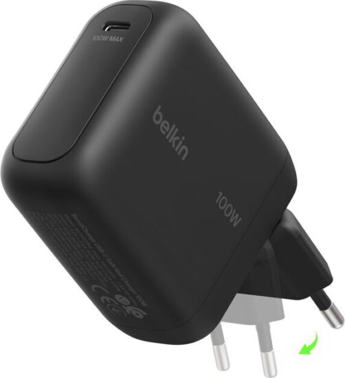 Belkin WCH025KQBK BoostCharge USB-C GaN Hálózati Gyorstöltő Adapter 100W - Fekete