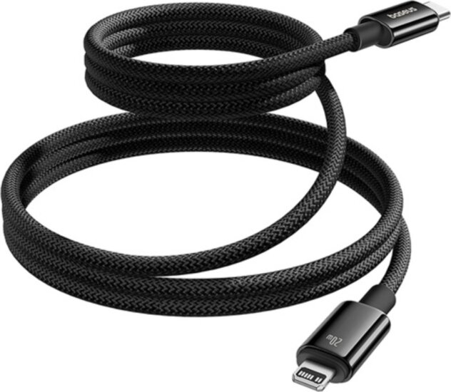 Baseus Tungsten Gold Magnetic USB-C apa - Lightning apa Adat és Töltőkábel 20W 1m - Fekete