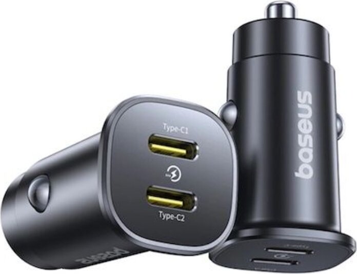 Baseus GoTrip USB-A + USB-C Autós Gyorstöltő 30W - Fekete