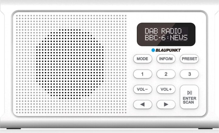 Blaupunkt DR3WH Bluetooth hordozható FM / DAB+ Zsebrádió - Fehér