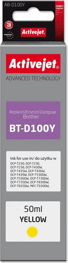 Activejet (Brother BT-D100Y) Utángyártott tintapatron 50 ml - Sárga