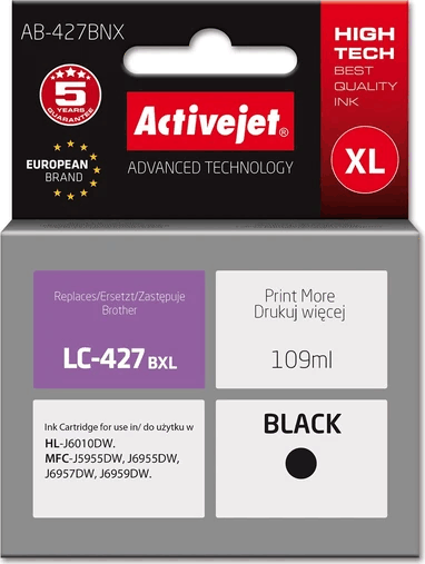 Activejet (Brother LC-427BXL) Utángyártott tintapatron 109ml - Fekete