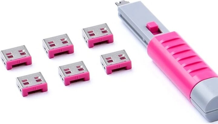 SmartKeeper UL03 6db USB-A Portblokkoló + 1db U03 Basic Kulcs - Rózsaszín