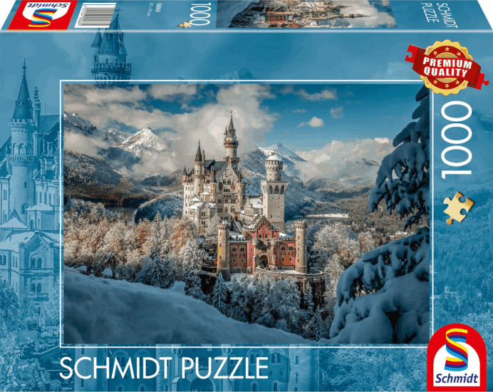 Schmidt Spiele 58068 Téli Neuschwanstein Kastély 1000 Darabos Puzzle