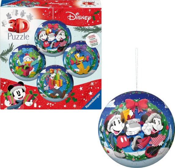 Ravensburger Disney Karácsonyi Gömb Szett 4 x 54 Darabos 3D Puzzle