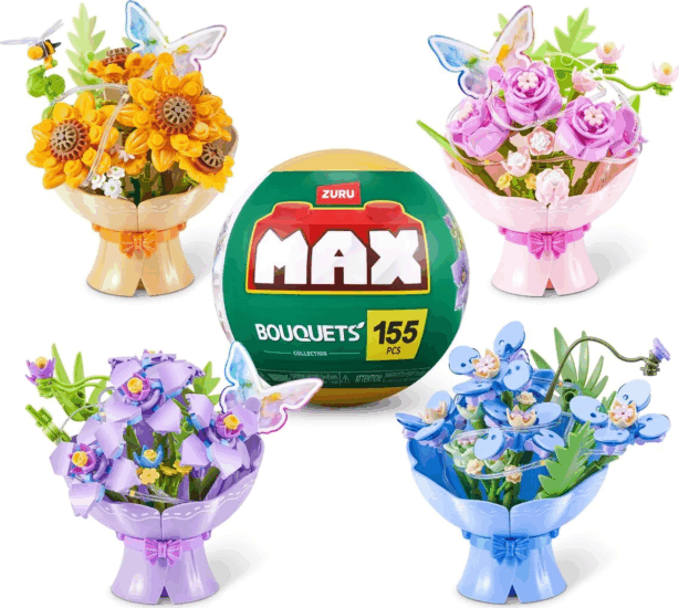 Zuru Max Bouquets Meglepetés LED Virágcsokor 155 Darabos Építőjáték