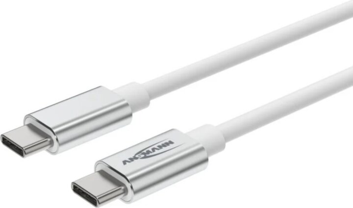 Ansmann 1700-0213 USB-C Apa - USB-C Apa Adat és Töltőkábel 60 Watt 1,2m - Fehér