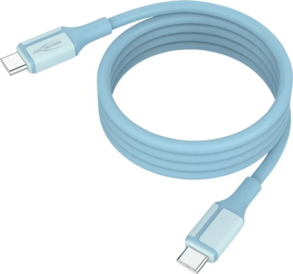 Ansmann 1700-0202 USB-C Apa - USB-C Apa Mágneses Szilikon Adat és Töltőkábel 1,2m - Kék