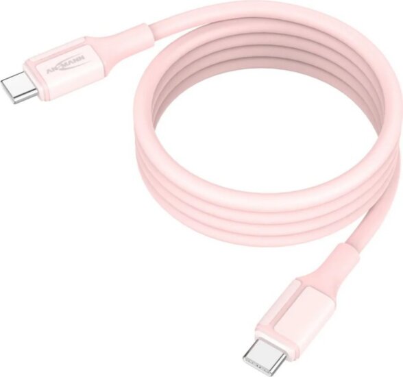 Ansmann 1700-0205 USB-C Apa - USB-C Apa Mágneses Szilikon Adat és Töltőkábel 1,2m - Rózsaszín
