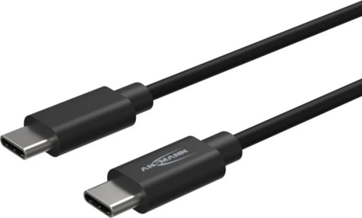 Ansmann 1700-0208 USB-C Apa - USB-C Apa Adat és Töltőkábel 60 Watt 2m - Fekete