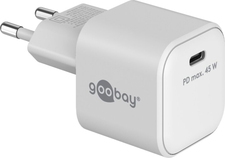 Goobay 80241 USB-C PD GaN Hálózati Gyorstöltő Adapter 45W - Fehér